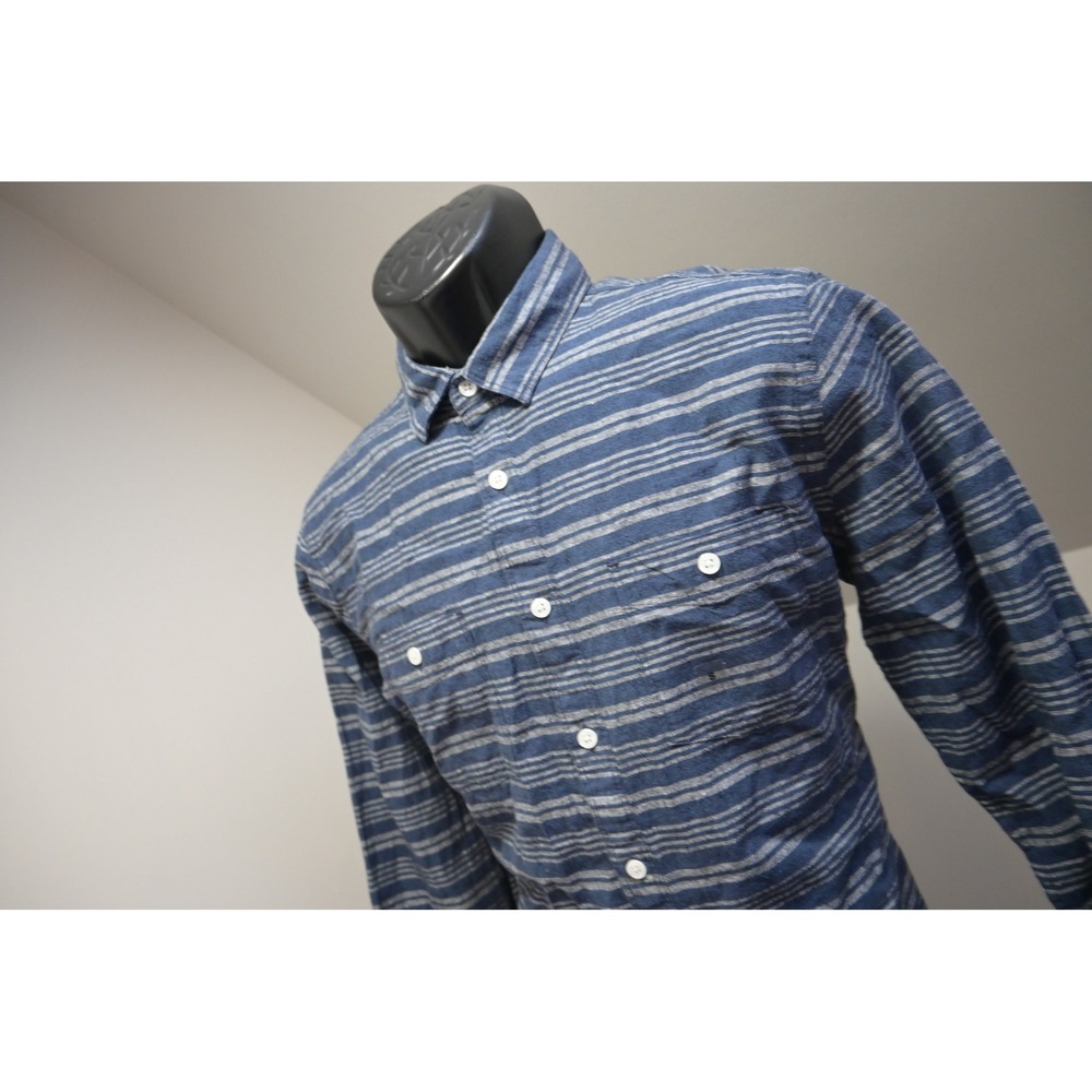 Express Button Down Dress Shirt Mens Small Linen Blend Striped Long Sleeve New